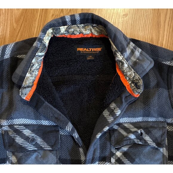 Boston Traders Realtree Shirt Jacket Men L/G Plaid Sherpa Lined Fleece Pockets - Picture 4 of 10